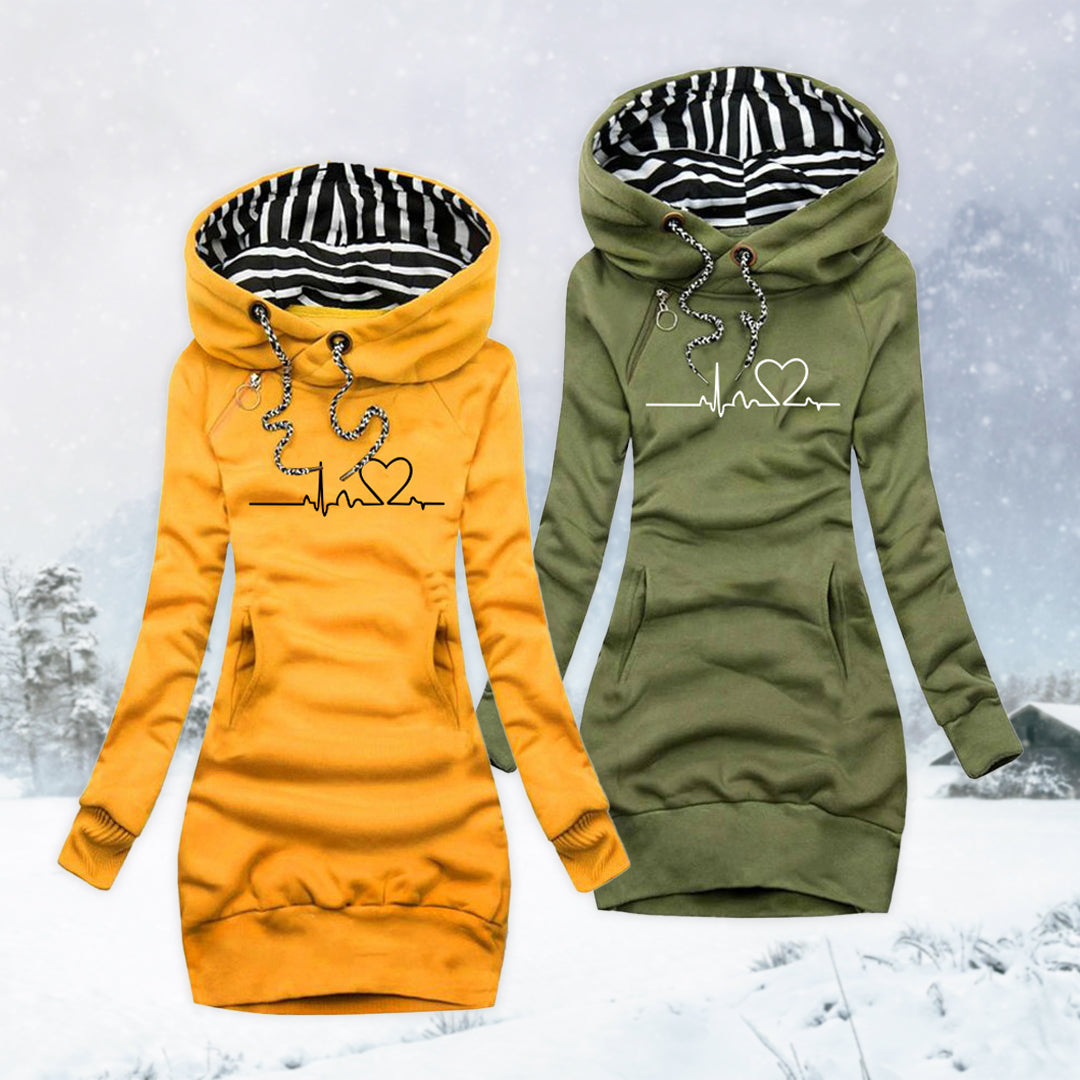 Mia | Kjole-Pulli med hjerteslagsprint